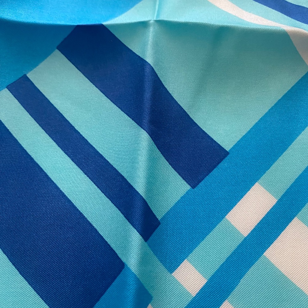 Vintage Liberty of London Silk Scarf - Bold Geometric Blue Print in OG packaging